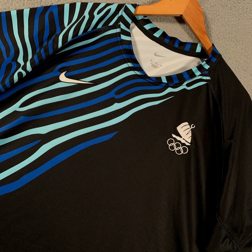 Nike Fiji Olympic Sailing Team Jersey Mens 3XL Black Blue Graphic Sport Shirt